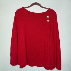 Crown & Ivy Red Sweater Style Cape One Size